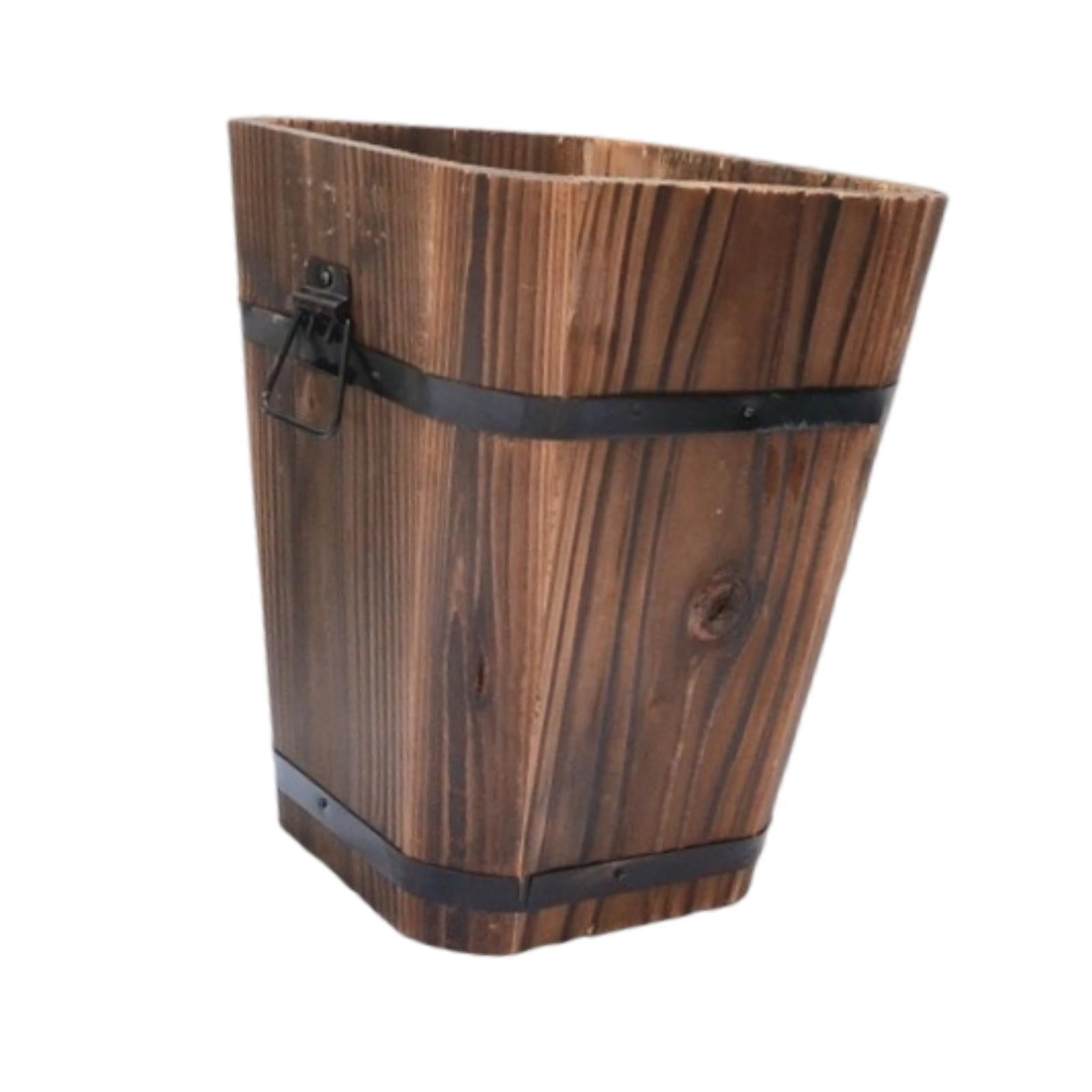figatia Wooden Bucket Planter Flower Pot Multipurpose Rustic Plant Container for Windowsill Living Room Indoor/Outdoor L