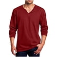 thumbnail image 2 of HOMADLES Men's Solid Long Sleeve Shirt V Neck Lightweight Athletic Tops Stretch Soft Gym Running Shirts Wine Size 5XL, 2 of 6