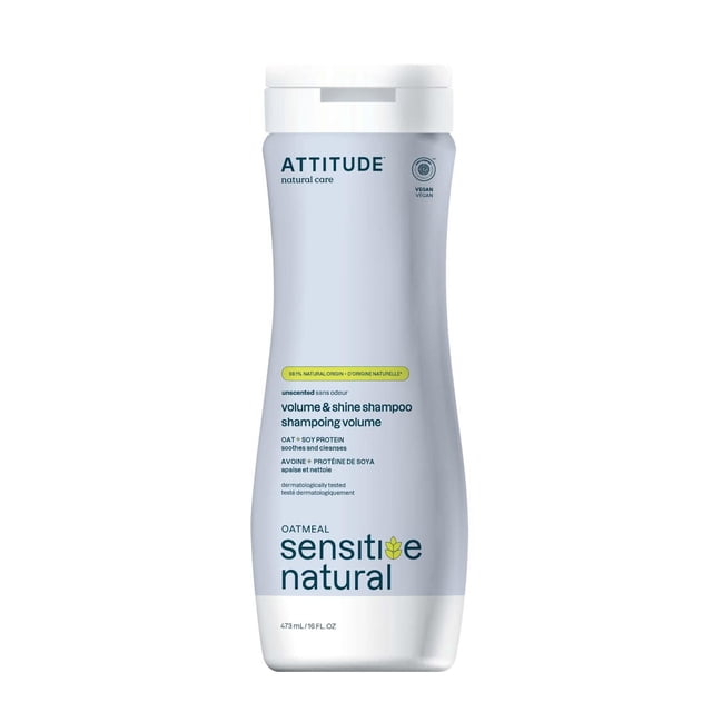 ATTITUDE Avoine sensitive natural, Shampooing Volume & Brillance, Sans Odeur