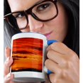 thumbnail image 2 of 3drose, Mountain Ridge Flame Coloured Sunset Sky, 11oz Two-tone Blue Mug, 2 of 6