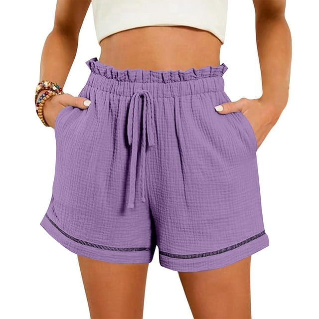 aidice Shorts pour Femmes Taille Haute à Cordon Élastique Printemps Été Mode Décontractée Shorts