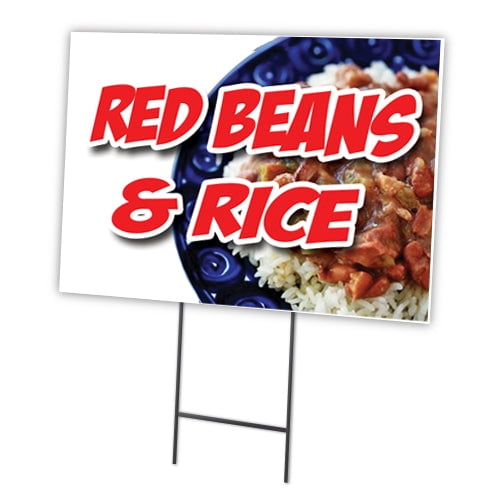 RED BEANS AND RICE 18"x24" Yard Sign & Stake | Advertise Your Business | Stake Included Image On Front Only | Made in The USA