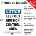 thumbnail image 2 of Keep Out Erosion Control Area OSHA Notice Aluminum Sign 24 Inch x 18 Inch - 5 Pack, 2 of 8