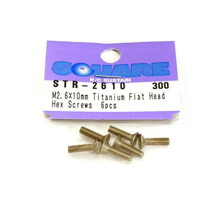 6sq Square - Integy RC Toy Model Hop-ups SQ-STR-2610 Square R/C M2.6 x 10mm Titanium Flat Head Hex Screws (6 pcs.)