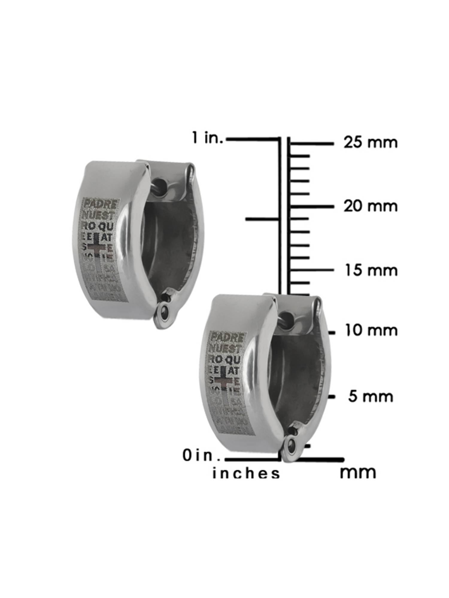 Stainless Steel High Shine Matte Huggie Hoop Earrings 13mm Length, 5mm Width - image 4 of 6