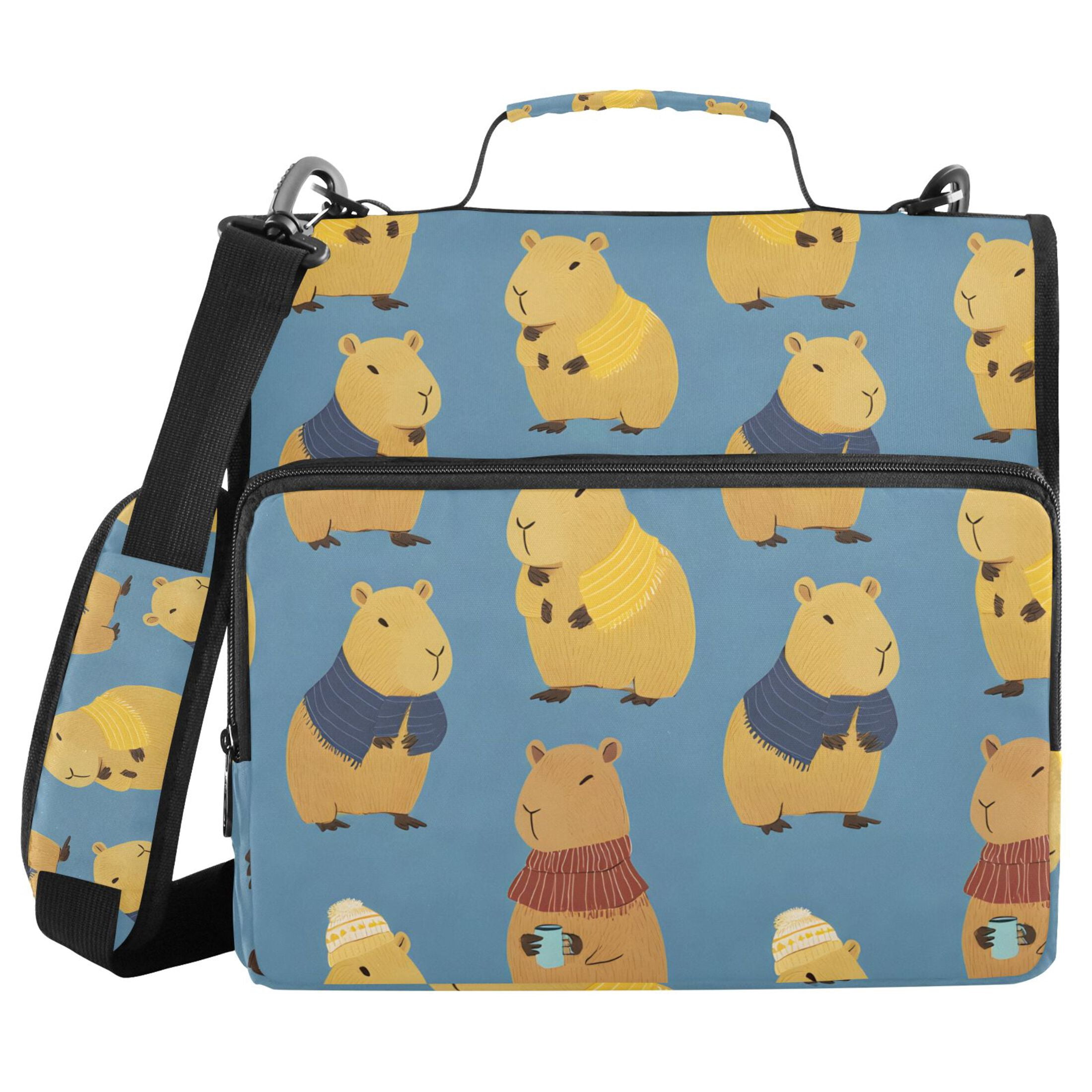 ALAZA Zipper Binder Capybara Blue 3 Ring Trapper Keeper File Folder Organizer Bag
