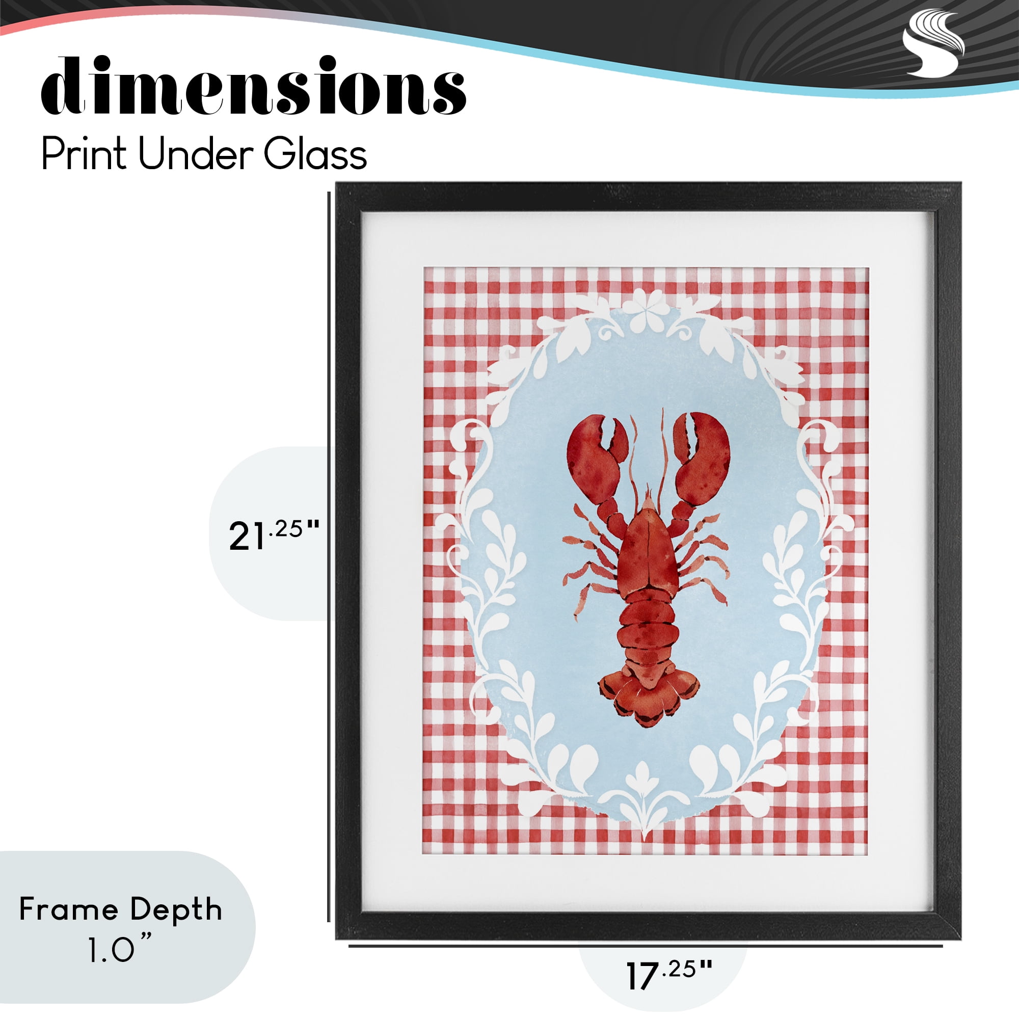 Stupell Industries Lobster with Red Plaid Black Framed Print Under Glass, design by Heather Lee Chan