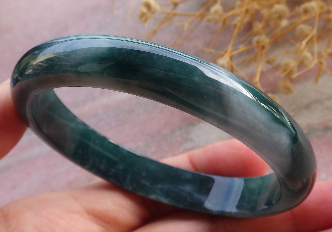 Icy Green Natural A JADE Jadeite Bangle Bracelet 60 mm 684200 TN