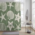 thumbnail image 2 of Sage Green Coastal Shower Curtain for Bathroom, Starfish Shell Ocean Nautical Waterproof Cloth Fabric Bathroom Accessories Set with 9 Rust Proof Plastic Hooks, 36"x72", 2 of 9