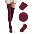 thumbnail image 5 of PULLIMORE Womens Over The Knee Thigh High Socks Cotton Knit Warm Long Boot Stocking (Gray), 5 of 8