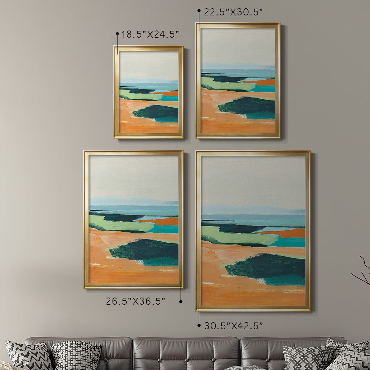 Aqua and Orange II Premium Framed Print, in Gold, Black, or Silver - Ready to Hang