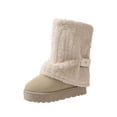 thumbnail image 3 of Fur Boots,Womens Winter Boots,Women's Faux Fur Mid Calf Snow Boots - Round Toe Suede Warm Fur Lined Platform Flat Comfort Outdoor Winter Fashion Boots(Beige 41), 3 of 9