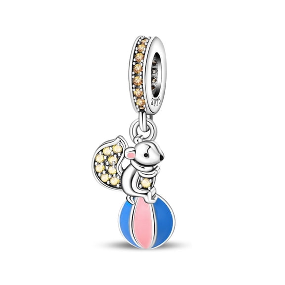 KUNSIR 925 Sterling Silver Charm Playful Squirrel Dangle For Women Bracelet Gift
