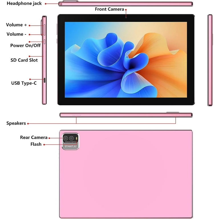CP20GOLD - Tablet de 10.1 pulgadas con teclado, 6 GB de RAM, 128 GB de ROM,  cámara dual, Wi-Fi 2.4G/5G, batería de 6000 mAh, oro rosa