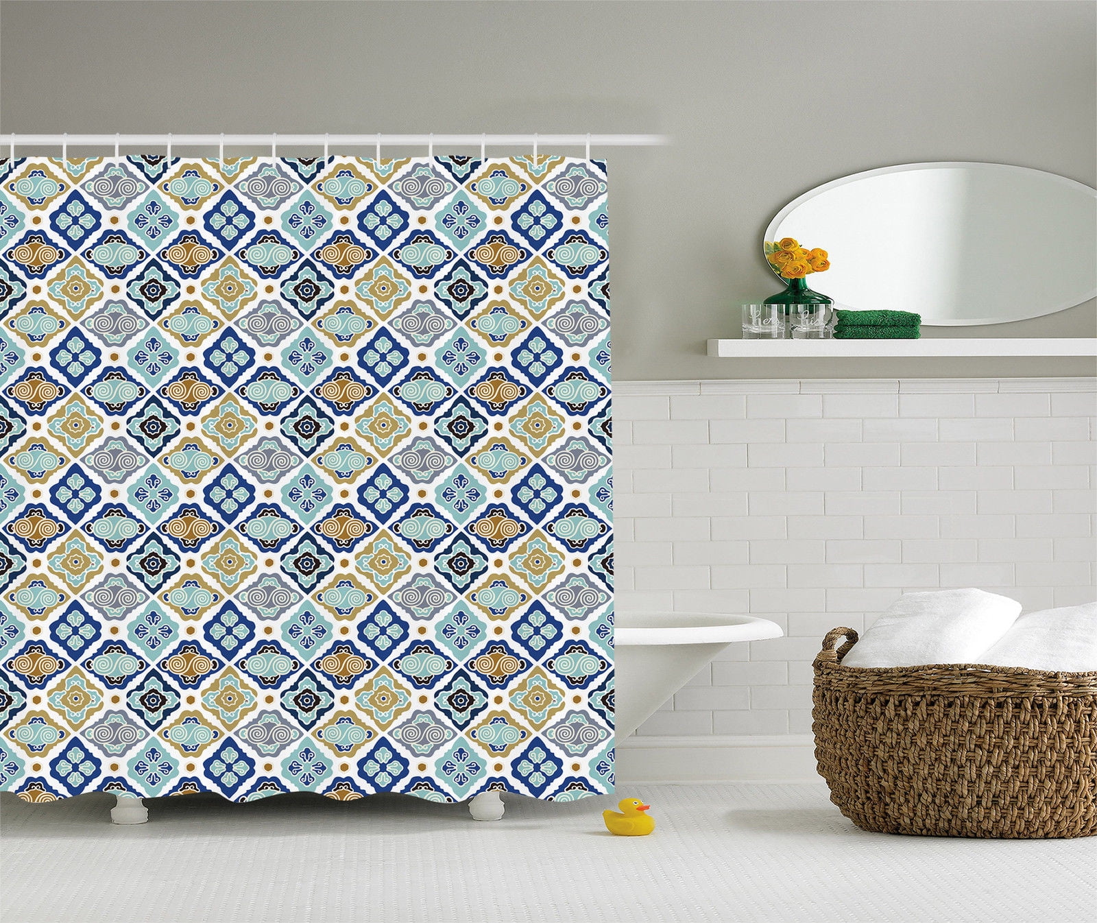 Moroccan Tile Paisley Geometric Diamond Circles Flowers Art Print