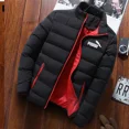thumbnail image 2 of Parka cálida de estilo europeo para hombre, chaqueta informal de moda para invierno, chaqueta rellena de algodón a prueba de viento con cuello levantado sólido, 2024, 2 of 5