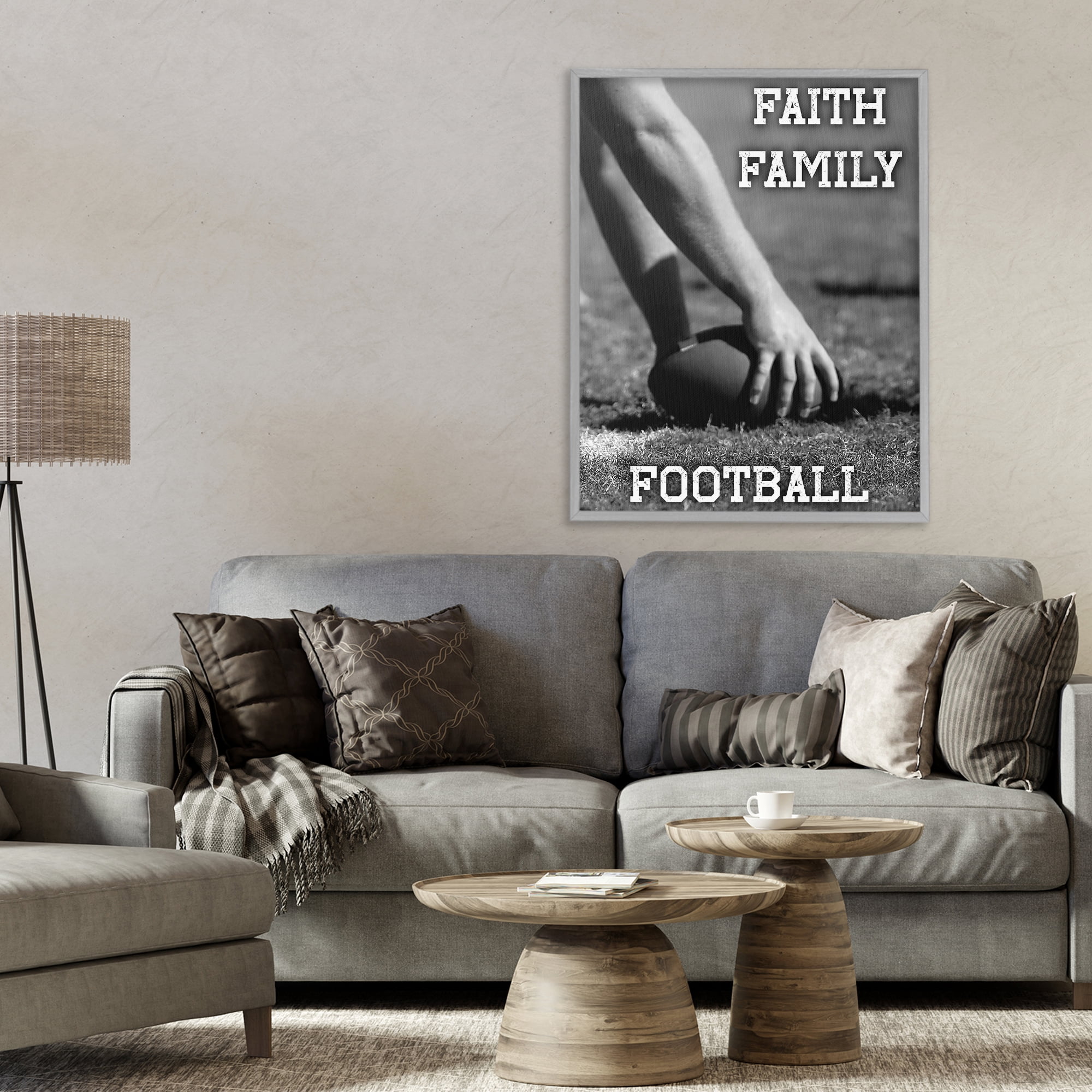 Stupell Industries Faith Family Football Hike Gray Framed Giclee Art, design by Marcus Prime