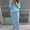 Sky Blue, variant on Ichuanyi Winter Solid Womens Color Round Neck Long Sleeve Cable Knitted Warm Two-Piece Skirt Sweater Suit Set