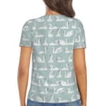 thumbnail image 3 of Fuzoiu White Swan Print Women's V-Neck T-Shirt,Women's Short Sleeve Top, Comfortable for Work, Leisure, and Sports, 3 of 7