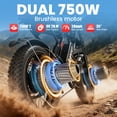 thumbnail image 3 of AMYET S8 AWD Electric Bike for Adults, Dual 750W Motor 28MPH, 48V 25Ah, 20"x4" Fat Tire E-Mountain Bike, class3,UL2849,Black, 3 of 10
