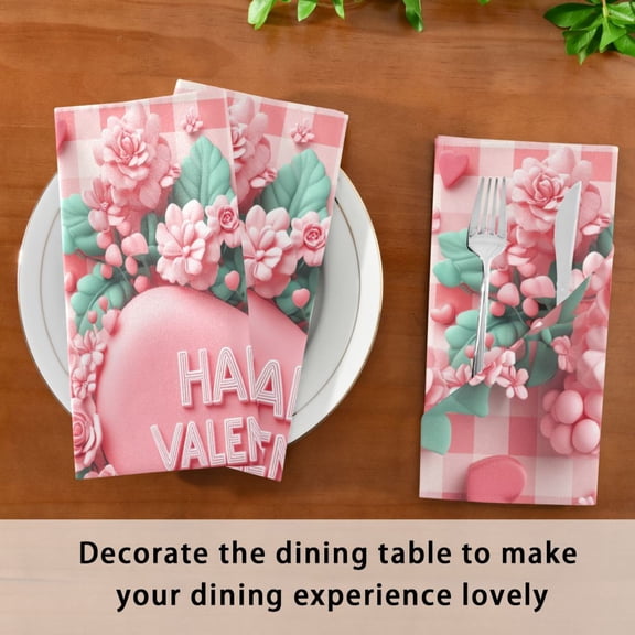 Satin Native Fab Cotton Dinner Napkin Charming Valentine’s Garden Reusable