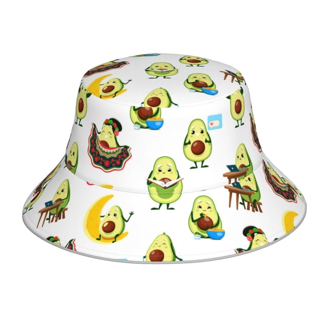 Fotbe Funny Avocado In Mexican Clothes Sombrero Tipo Pescador con Estampado – Sombrero de Sol de Algodón de Moda para Playa, Golf, Pesca