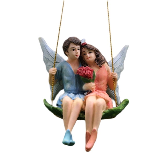Billuyoard Miniature Fly Wing Couple Fairy Figurines Decor Toy Garden Patio Type3 NO3