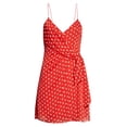 thumbnail image 5 of Alice + Olivia Womens Katie Floral Wrap Front Minidress 12 Bright Poppy/White, 5 of 6