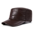 thumbnail image 1 of Men Cowhide Hat Winter Warm Outdoor Protect Ear Real Leather Adjustable Baseball Cap, 1 of 4