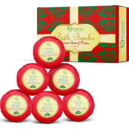 Premium Nature Bath Bombs Lush Gift Set - 6 Organic Essentila Oil Handmade Spa Fizzies, With Cocoa & Shea Butter, Releives pain & Moisturizes Dry Skin by Premium Nature