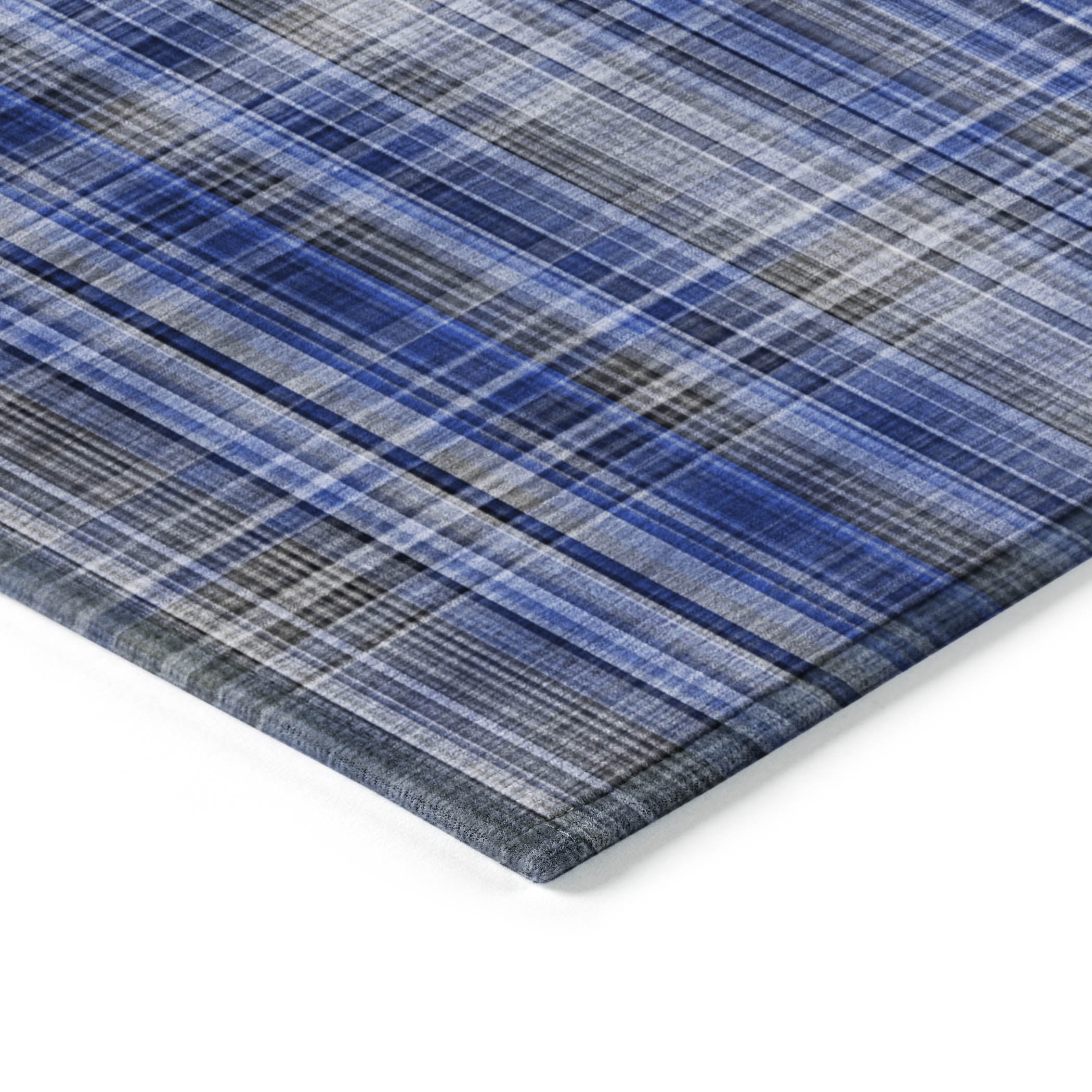 Addison Rugs Chantille Indoor/Outdoor Transitional Plaid Navy Washable Rectangle Rug, 2'6" x 3'10"