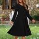 thumbnail image 1 of TaTaai Long Sleeve Round Neck Pocket Dress, Women's Fashion Casual Printed Dress, Breathable Soft Design, Ideal for Fall Winter Daily Club Home Wear Gift, 1 of 5
