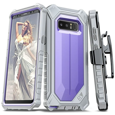 Galaxy Note 8 Case, ELV Samsung Galaxy Note 8 Holster Defender 360 degree Heavy Duty Armor Full Body Protective Hybrid with Kickstand and Belt Clip for Samsung Galaxy Note 8 (PURPLE /