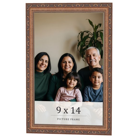 9x14 Frame Gold Solid Wood Picture Frame Width 1.25 Inches | Interior Frame Depth 0.375 Inches |