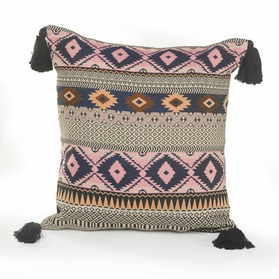 Ox Bay Global Rustic Cottage Black / Yellow 20 In. Geometric Throw Pillow