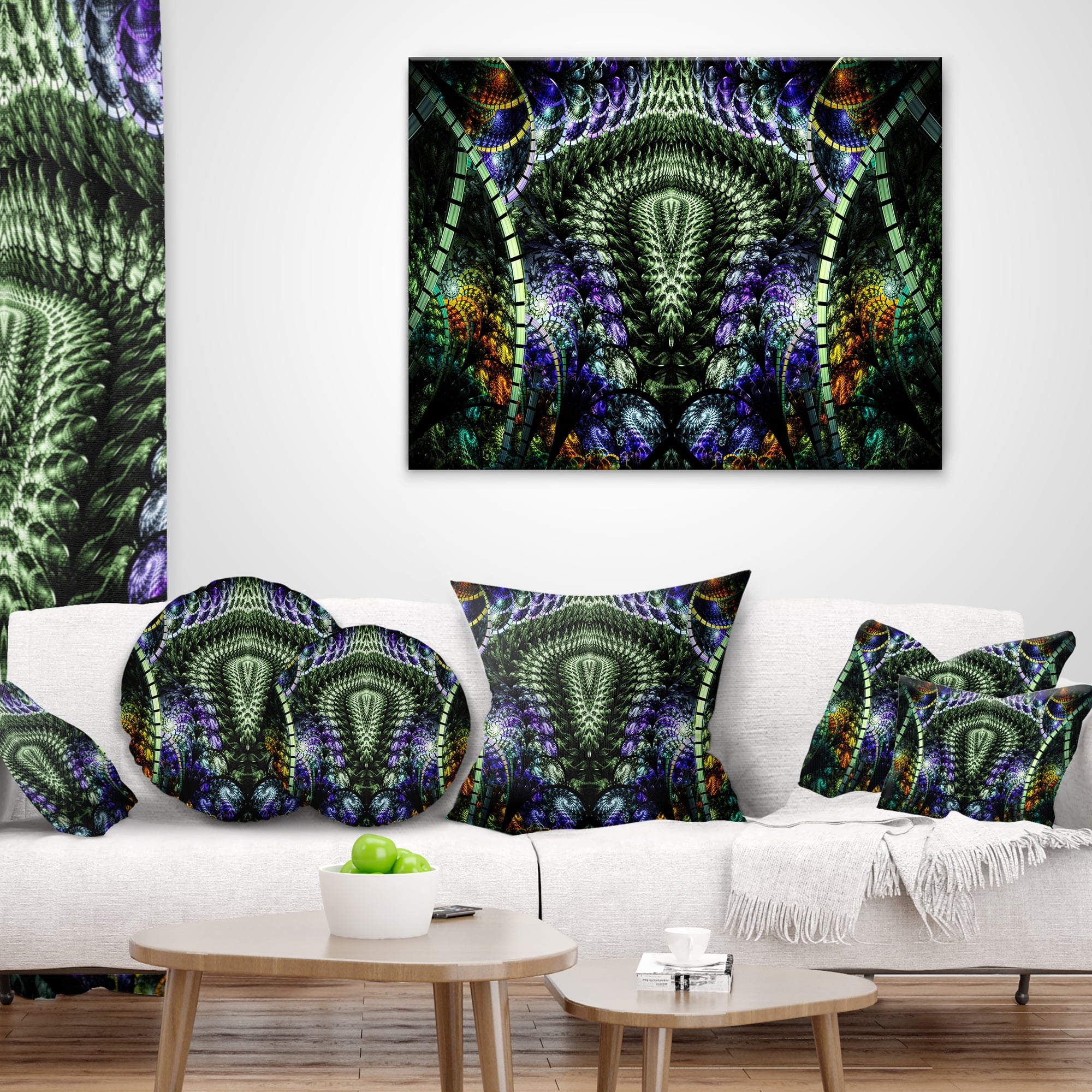 Designart Unique Colorful Fractal Design Pattern - Abstract Throw Pillow - 16x16