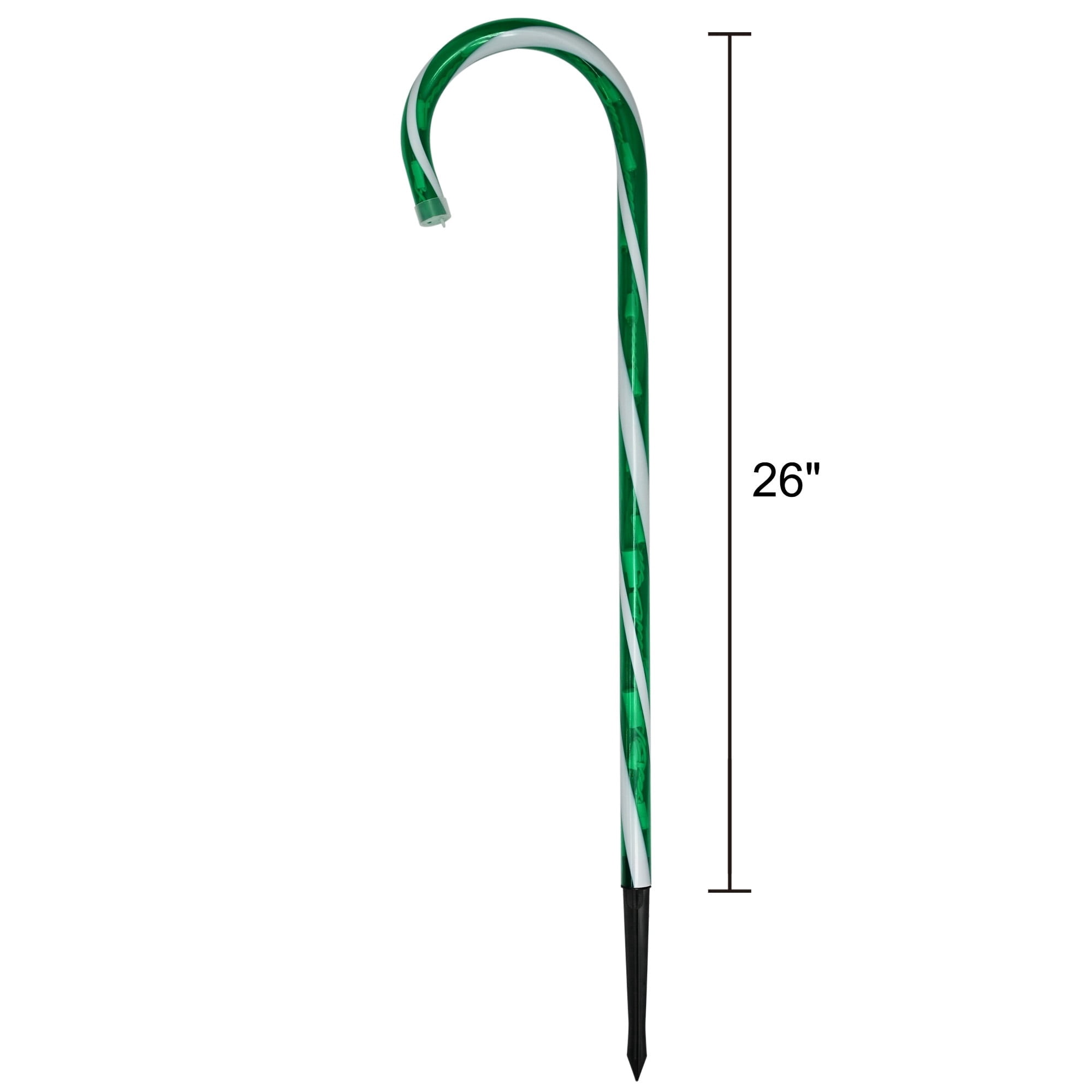 Light-Up Candy Cane Outdoor Christmas Yard Stake, Green and White, 26", by Holiday Time
