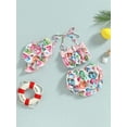 thumbnail image 2 of Infant Baby Girl 3Pcs Bikini Set Halter Sleeveless Swimsuits Top +Swim Shorts +Hat Outfit Swimwear Bathing Suit Beach Wear, 2 of 8