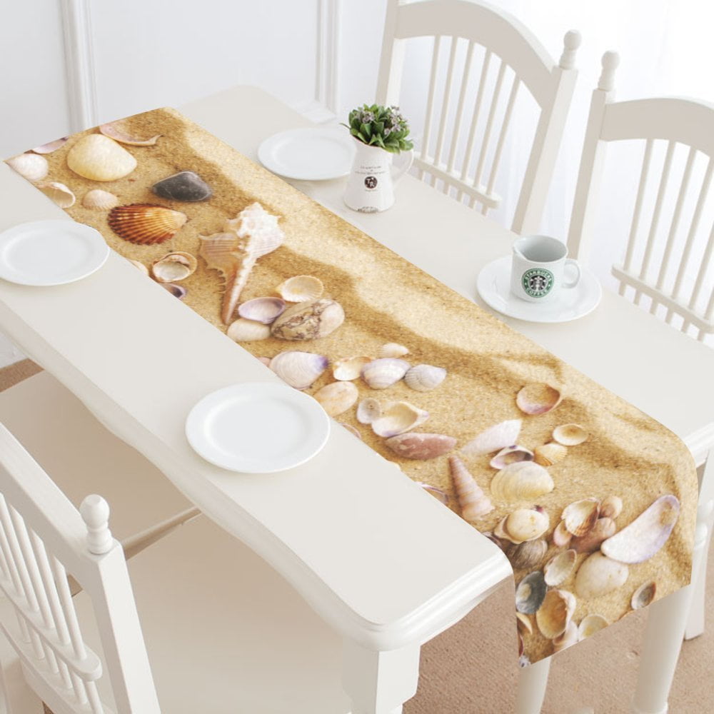 MYPOP Summer Sandy Beach Table Runner Home Decor 14x72 Inch,Starfish