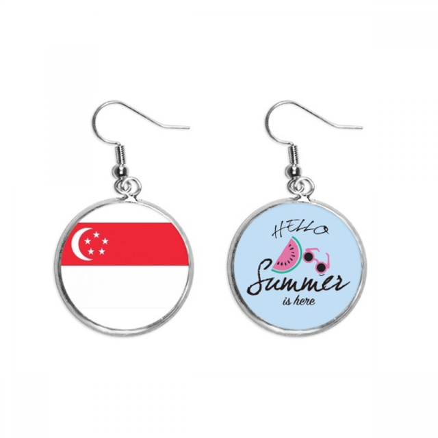 Singapur bandera nacional país símbolo Mark patron de Asia Pendientes de sandía verano lóbulo desgaste Unbranded M
