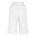 thumbnail image 5 of RYRJJ Womens Cotton Linen Bermuda Shorts Wide Leg Knee Length Summer Casual Long Shorts High Waisted Drawstring Shorts with Pockets(White,L), 5 of 9