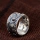 thumbnail image 2 of Anillo vintage de plata de ley 999 con forma de flor de peonía, ancho, negro, para mujeres y niñas, 15 mm, abierto y ajustable, 2 of 5