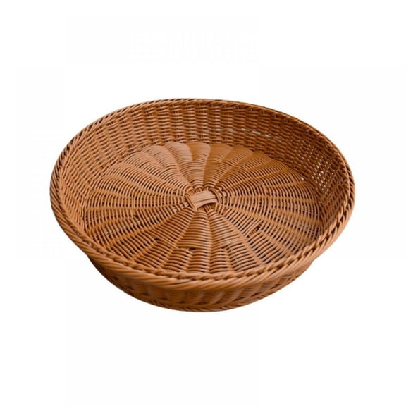 Wicker Woven Round Basket Bread Tray Serving For Food Fruit Cosmetic Storage Tabletop Bathroom Storage Kitchen Organizer