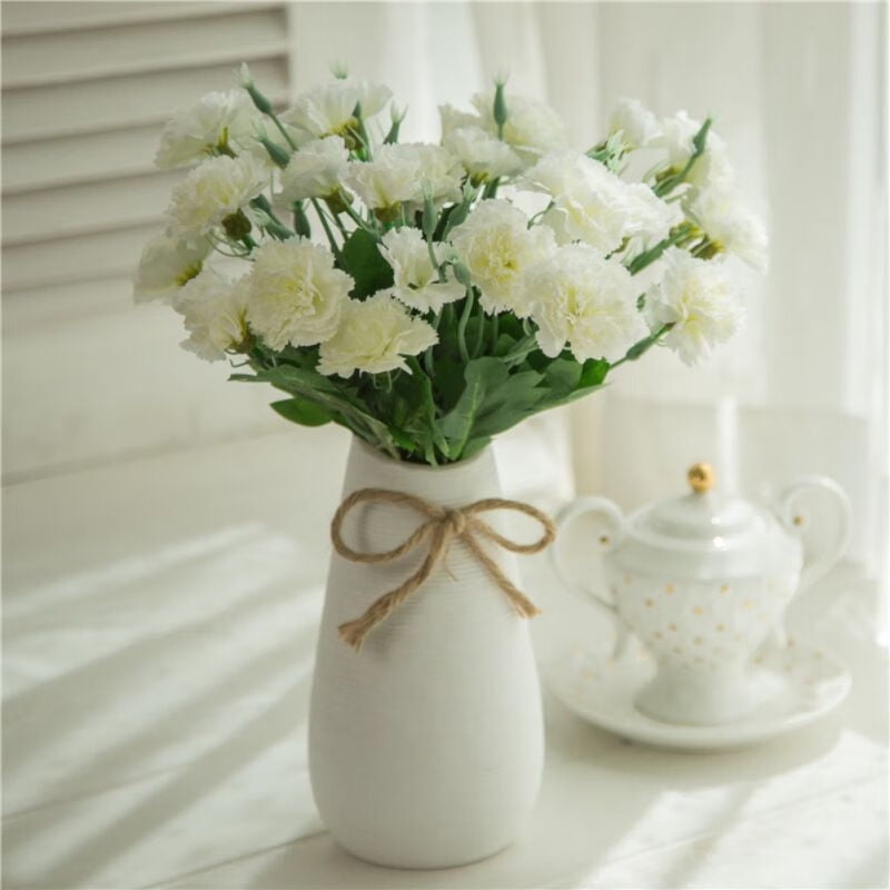 Jlong 10 Heads Artificial Carnation Silk Flowers Bouquets Fake Floral ...
