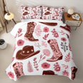 thumbnail image 2 of Homewish Western Cowgirl Hat Boots Quilt King,Pink Flowers King Coverlet Set,3 Pieces, 2 of 7