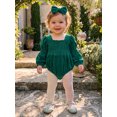 thumbnail image 4 of RUINIXCW Infant Girl Outfit Puff Long Sleeve Square Neck Bubble Romper and Headband, 4 of 8