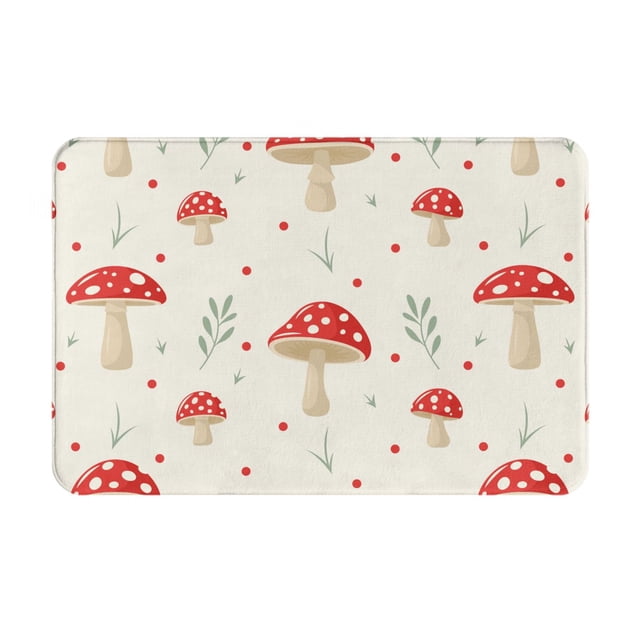 Balery Flat Mushrooms Felpudo de franela, resistente a las manchas y a la decoloración, para uso interior y exterior, fácil de limpiar, 40 x 60 cm