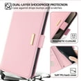 thumbnail image 2 of Allytechgroup Wallet Phone Case for Apple iPhone 13, with Hand Wrist + Metal Shoulder Strap Cards Holders RFID Blocking Magnetic Closure Stand Flip Cover for Girls Women, Pink, 2 of 8