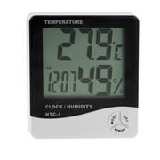 Unique Bargains HTC-1 Alarm Clock Multi Function Black White Digital LCD Thermo-Hygrometer