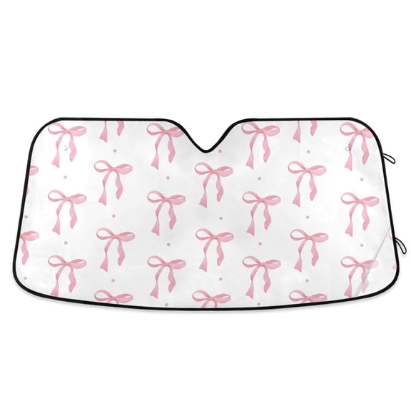 ALAZA Watercolor Pink Bow Pattern Car Windshield Sun Shade Foldable UV Ray Sunshade Visor Protector 55 x 27.6in